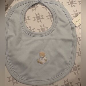 NWOT Kissy Kissy Premier Hand Embroidered Bib with Teddy Bear